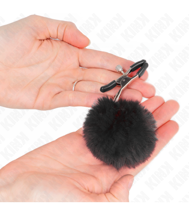 KINK PINZAS PARA PEZONES CON POMPON NEGRO 6 CM