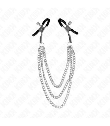 KINK PINZAS PARA PEZONES CON TRIPLE CADENA PLATEADO 20 23 28 CM