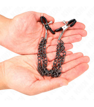 KINK PINZAS PARA PEZONES CON TRIPLE CADENA NEGRO 20 23 28 CM