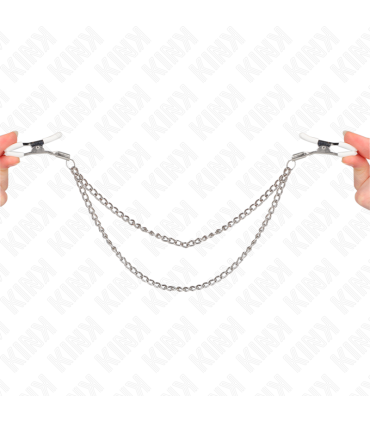 KINK PINZAS PARA PEZONES CON DOBLE CADENA FINA PLATEADO 20 23 CM