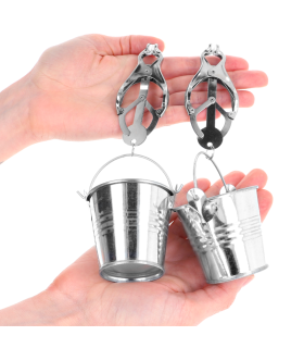 KINK PINZAS PARA PEZONES ESTILO JAPONES CON CUBOS PLATEADO