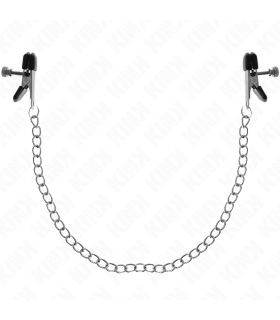 KINK PINZAS PARA PEZONES PLANAS NEGRO CON CADENA PLATEADO 34 CM