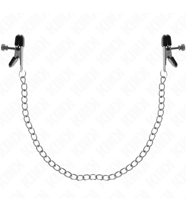 KINK PINZAS PARA PEZONES PLANAS NEGRO CON CADENA PLATEADO 34 CM