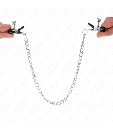 KINK PINZAS PARA PEZONES PLANAS NEGRO CON CADENA PLATEADO 34 CM