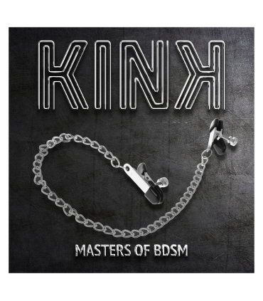 KINK PINZAS PARA PEZONES PLANAS NEGRO CON CADENA PLATEADO 34 CM