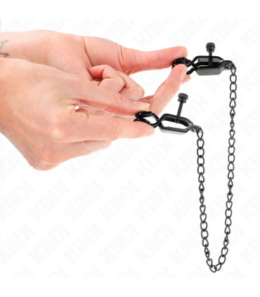 KINK PINZAS PARA PEZONES PLANAS NEGRO CON CADENA NEGRO 30 CM
