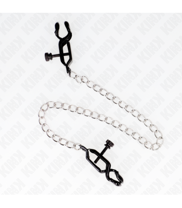 KINK PINZAS PARA PEZONES PLANAS NEGRO CON CADENA PLATEADO 30 CM