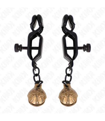 KINK PINZAS PARA PEZONES PLANAS NEGRO CON CASCABEL 7 CM
