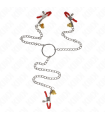KINK - PINZAS PARA PEZONES Y CLÍTORIS ROJAS CON CASCABEL DORADO Y CADENA 30 CM