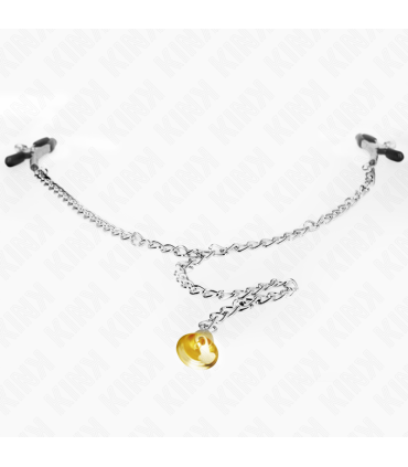 KINK PINZAS PARA PEZONES CON CAMPANA CASCABEL DORADO Y CADENA 30 CM