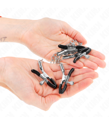 KINK PINZAS PARA PEZONES Y CLITORIS 4 ENGANCHES AJUSTABLE PLATEADO