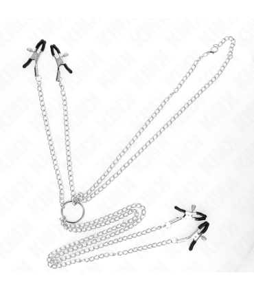 KINK PINZAS PARA PEZONES Y CLITORIS 4 ENGANCHES AJUSTABLE PLATEADO