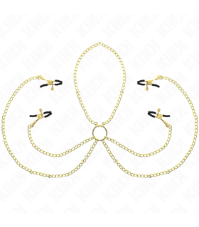KINK PINZAS PARA PEZONES Y CLITORIS 4 ENGANCHES AJUSTABLE DORADO
