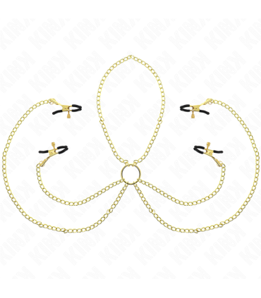 KINK PINZAS PARA PEZONES Y CLITORIS 4 ENGANCHES AJUSTABLE DORADO