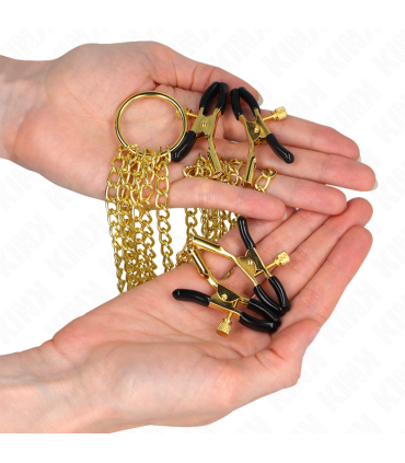 KINK PINZAS PARA PEZONES Y CLITORIS 4 ENGANCHES AJUSTABLE DORADO