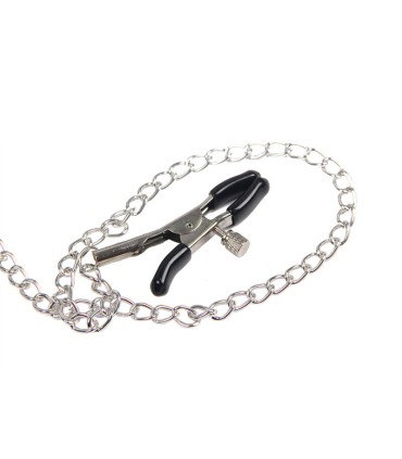 SUBBLIME 953720 PINZAS PARA EL PECHO CON CORREA DE CUERO BONDAGE NEGRO TALLA UNICA