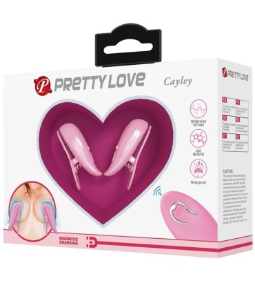 PRETTY LOVE CAILEY PINZAS PARA PEZONES 10 VIBRACIONES CONTROL REMOTO ROSA