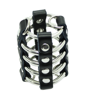 OHMAMA FETISH JAULA PENE CON ANILLAS METALICAS Y CORREAS PIEL