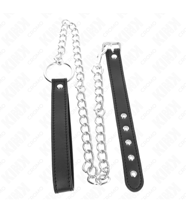 KINK ANILLO PENE CUERO 215 X 2 CM CON CADENA METAL 60 CM Y CORREA DE CUERO