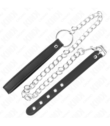 KINK ANILLO PENE CUERO 215 X 2 CM CON CADENA METAL 60 CM Y CORREA DE CUERO