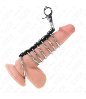 KINK 7 ANILLOS PENE METAL 38 CM A 5 CM CONECTADOS CON POLIPIEL Y CADENA METAL 100 CM