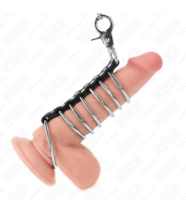 KINK 7 ANILLOS PENE METAL 38 CM A 5 CM CONECTADOS CON POLIPIEL Y CADENA METAL 100 CM