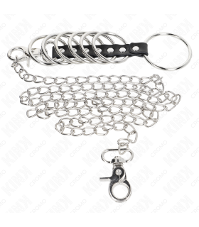 KINK 7 ANILLOS PENE METAL 38 CM A 5 CM CONECTADOS CON POLIPIEL Y CADENA METAL 100 CM