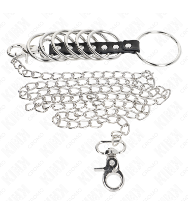KINK 7 ANILLOS PENE METAL 38 CM A 5 CM CONECTADOS CON POLIPIEL Y CADENA METAL 100 CM