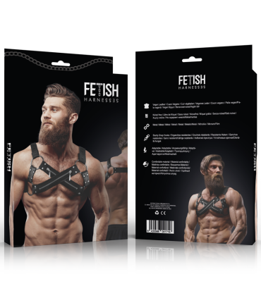 FETISH SUBMISSIVE ATTITUDE ARNES BULLDOG AJUSTABLE NEOPRENO PECHO CRUZADO CON CREMALLERAS HOMBRE