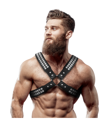 FETISH SUBMISSIVE ATTITUDE ARNES ECOPIEL PECHO CRUZADO CON REMACHES HOMBRE
