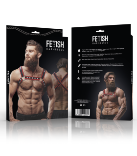 FETISH SUBMISSIVE ATTITUDE ARNES BULLDOG ECOPIEL PECHO HOMBRE NEGRO ROJO