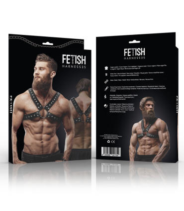 FETISH SUBMISSIVE ATTITUDE ARNES ECOPIEL PECHO CRUZADO CON TACHUELAS HOMBRE