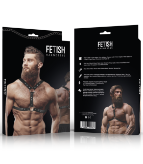 FETISH SUBMISSIVE ATTITUDE ARNES ECOPIEL PECHO CON DOBLE SUJECION Y TACHUELAS HOMBRE
