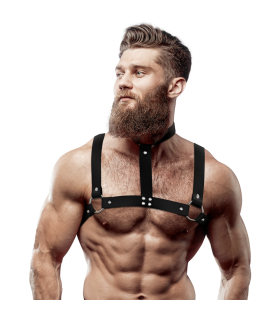 FETISH SUBMISSIVE ATTITUDE ARNES AJUSTABLE ECOPIEL PECHO CON COLLAR HOMBRE