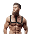 FETISH SUBMISSIVE ATTITUDE - ARNÉS AJUSTABLE ECOPIEL PECHO CON COLLAR HOMBRE