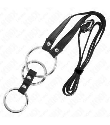 KINK ANILLO PENE METAL TRIPLE 38 CM A 5 CM CON CINTURON POLIPIEL 112 CM