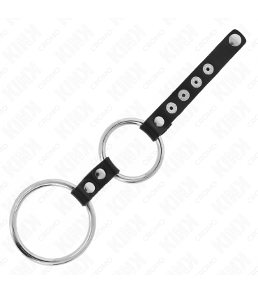 KINK ANILLO PENE METAL DOBLE 38 CM A 5 CM CONECTADOS CON CUERO