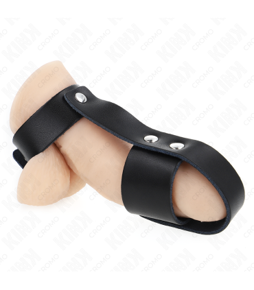 KINK ANILLO JAULA PENE CUERO CON DIVISOR DE BOLAS AJUSTABLE