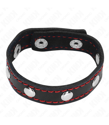 KINK ANILLO PENE CUERO CON CIERRE A PRESION FORRO ROJO 21 X 15 CM