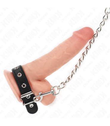 KINK ANILLO PENE CUERO CON CORREA 215 X 2 CM Y CADENA METAL 60 CM