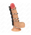 KINK - 5 ANILLOS PENE METAL 3.2 CM A 5 CM CONECTADOS POR POLIPIEL