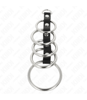 KINK 5 ANILLOS PENE METAL 32 CM A 5 CM CONECTADOS POR POLIPIEL