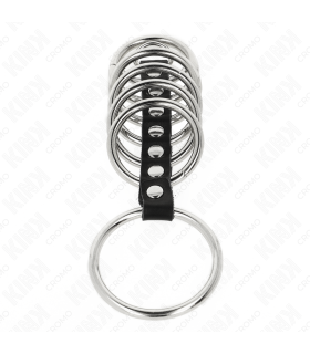 KINK 7 ANILLOS PENE METAL 32 CM A 5 CM CONECTADOS POR POLIPIEL