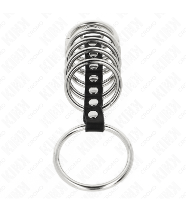 KINK 7 ANILLOS PENE METAL 32 CM A 5 CM CONECTADOS POR POLIPIEL