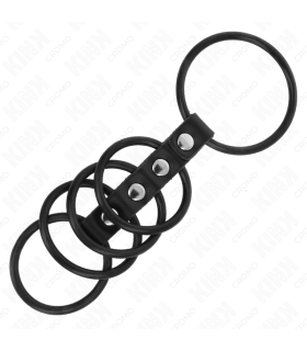 KINK 5 ANILLOS PENE SILICONA 38 CM A 48 CM CONECTADOS POR CUERO