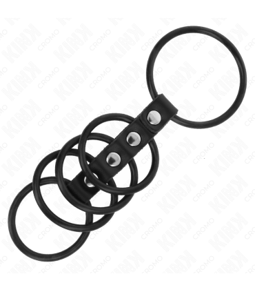 KINK 5 ANILLOS PENE SILICONA 38 CM A 48 CM CONECTADOS POR CUERO