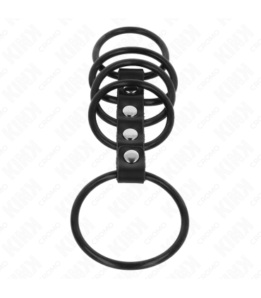 KINK 5 ANILLOS PENE SILICONA 38 CM A 48 CM CONECTADOS POR CUERO