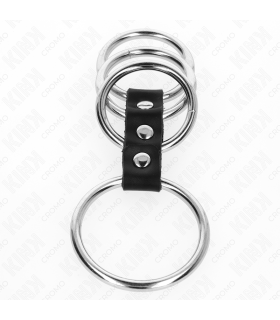 KINK 4 ANILLOS PENE METAL 37 CM A 5 CM CONECTADOS POR CUERO