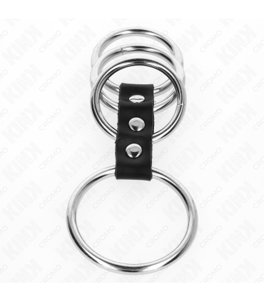 KINK 4 ANILLOS PENE METAL 37 CM A 5 CM CONECTADOS POR CUERO