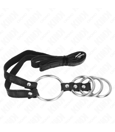KINK 4 ANILLOS PENE METAL CONECTADOS 38 CM A 5 CM CON CINTURON DE POLIPIEL 112 CM